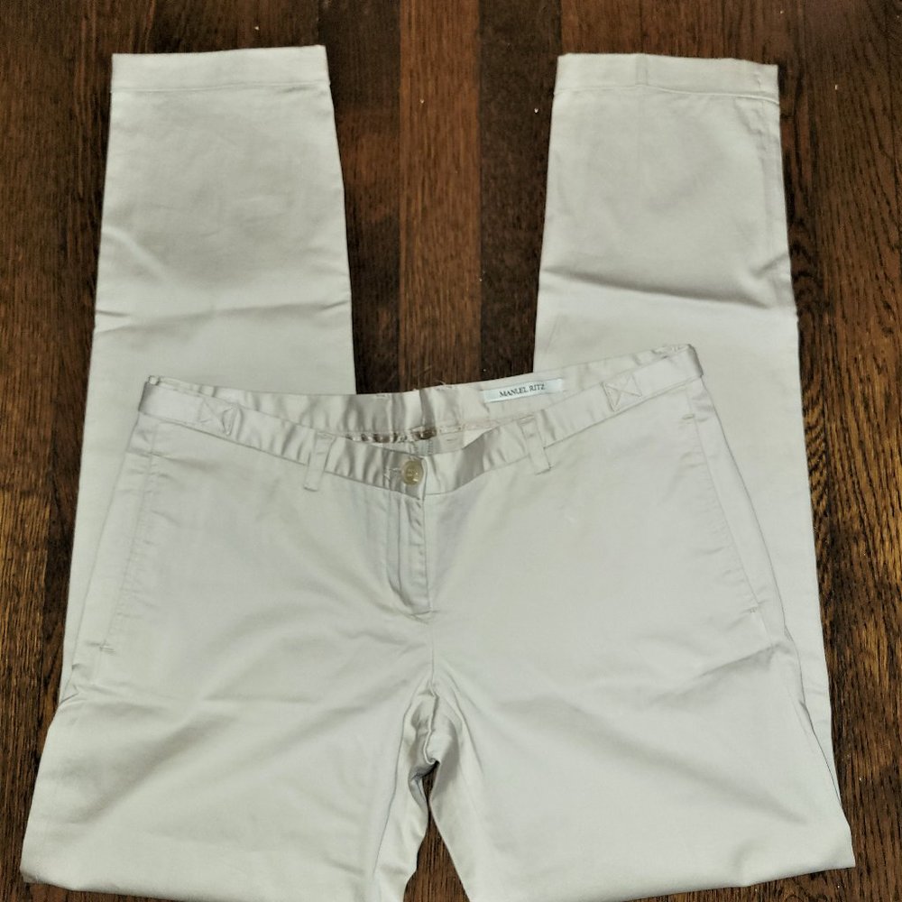 Manuel Ritz Tan Sheen Cotton Cropped Pants - EU42/US 6